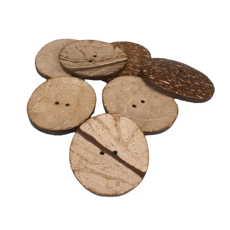 2 Natural Coconut Buttons (38 mm) - 2 Holes -