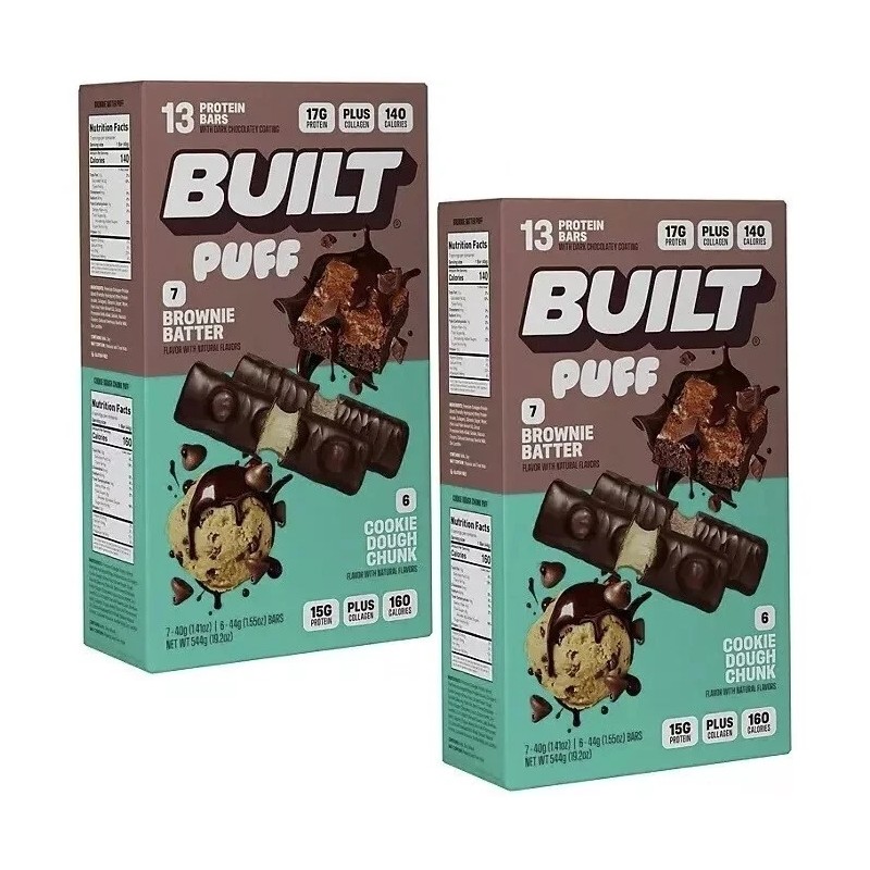 2 Packs BUILT PUFF Protein Bars Cookie Dough Chunk and