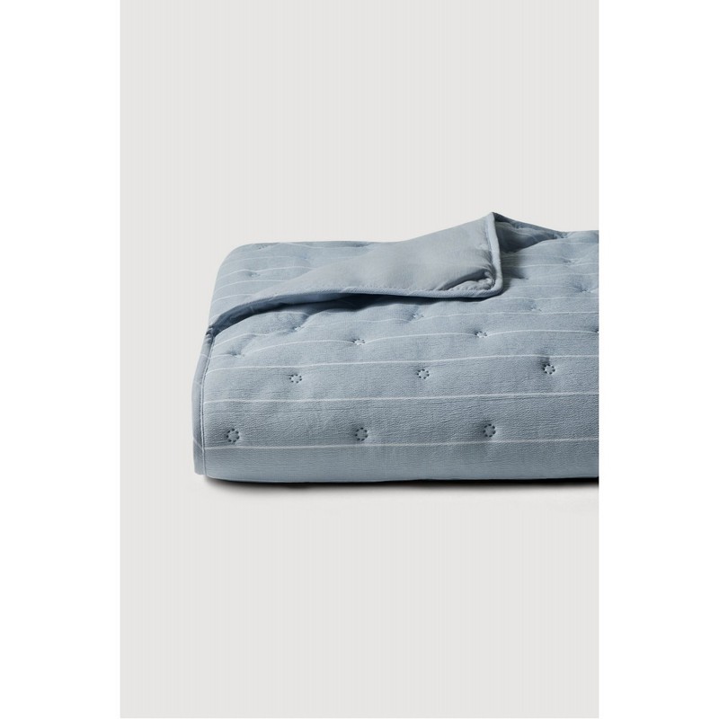 Jaju [JAJU] Line Seeker Quilted Blanket SS Blue Gray