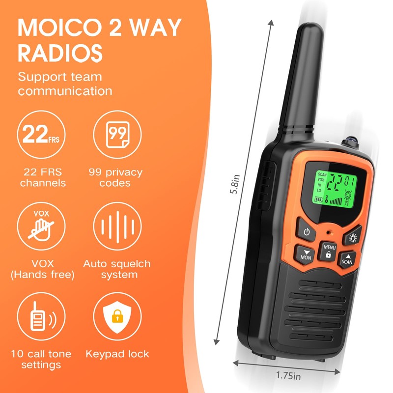 Walkie Talkies, MOICO Long Range Walkie Talkies for Adults with