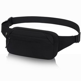 Bum Bag Waist Bag Men Women Small Belt Bag Sport Bum Hip Bag Men Women Waist Fanny Pack for Travel Hiking Dog Training Outdoor, black, Sports