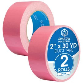 SPARTAN INDUSTRIAL - 2" X 30 yd Waterproof Pink Duct Tape - 2 Colored Tape Rolls for Crafts, Repairs, and More - Waterproof, No Residue, 9 Mil