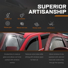 PM PERFORMOTOR 4Pcs Side Window Visors Deflector Compatible with 2001 2002 2003 2004 2005 2006 2007 Toyota Sequoia, Carbon Fiber Pattern Style, Black (Tape-On)