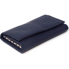 Ashford Ridge Real Leather Key Case Holder Card Wallet in 6 Colours Black Red Tan and Brown (Navy)