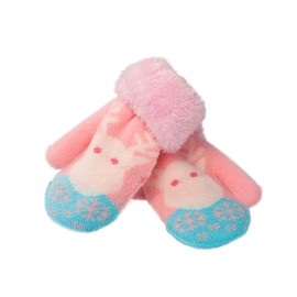 Faxianther Kids Toddler Gloves Age 1-3y Fleece Lined Thermal Mittens with String Baby Girls Boys Winter Double Layer Warm Mittens Cute Christmas Knit Gloves Outdoor Cycling Ski Riding Mitten Gloves