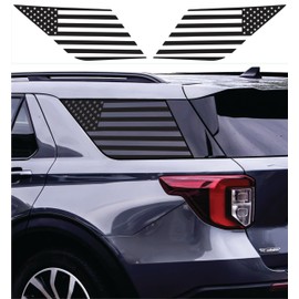 Compatible with Ford Explorer 2020-2024 | Precut American Flag Window Decals | Both Side | Proudly Made in The US | Matte Black (Stright)