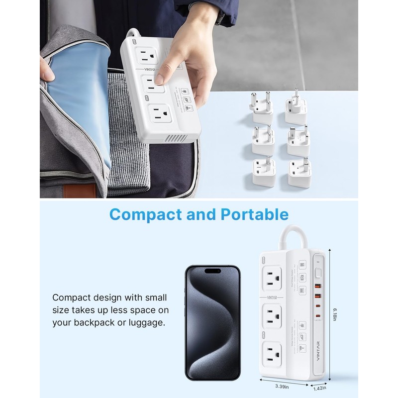 220V to 110V Voltage Converter, VINTAR 2000W Universal Travel Adapter