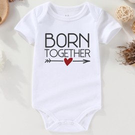 Acwssit Born Friends Newborn Twins Outfits Boy And Girl Baby Items outfits matching, White Bodysuit Red Love, 3-6 months