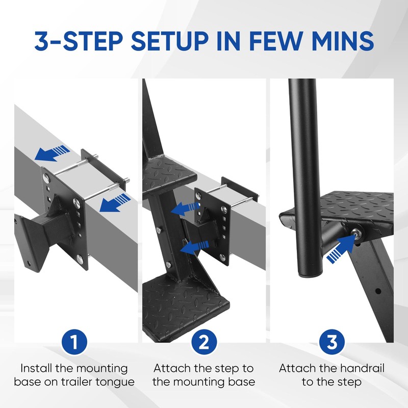 Sancunhui Boat Trailer Steps with Handle 3 Steps Heavy Duty