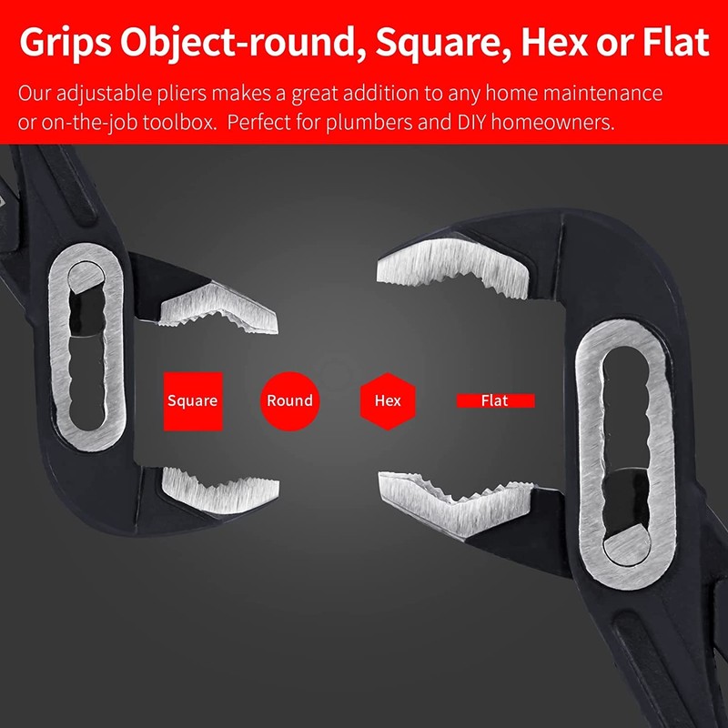 Sharp-tec Plumbers Wrench Set, 2-Piece Tongue-and-Groove Pliers, Quick Adjustable Wrench