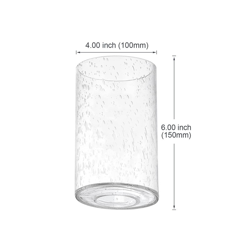 WINSHEN Cylinder Seeded Glass Lamp Shades, Bubble Glass Replacement Lampshades