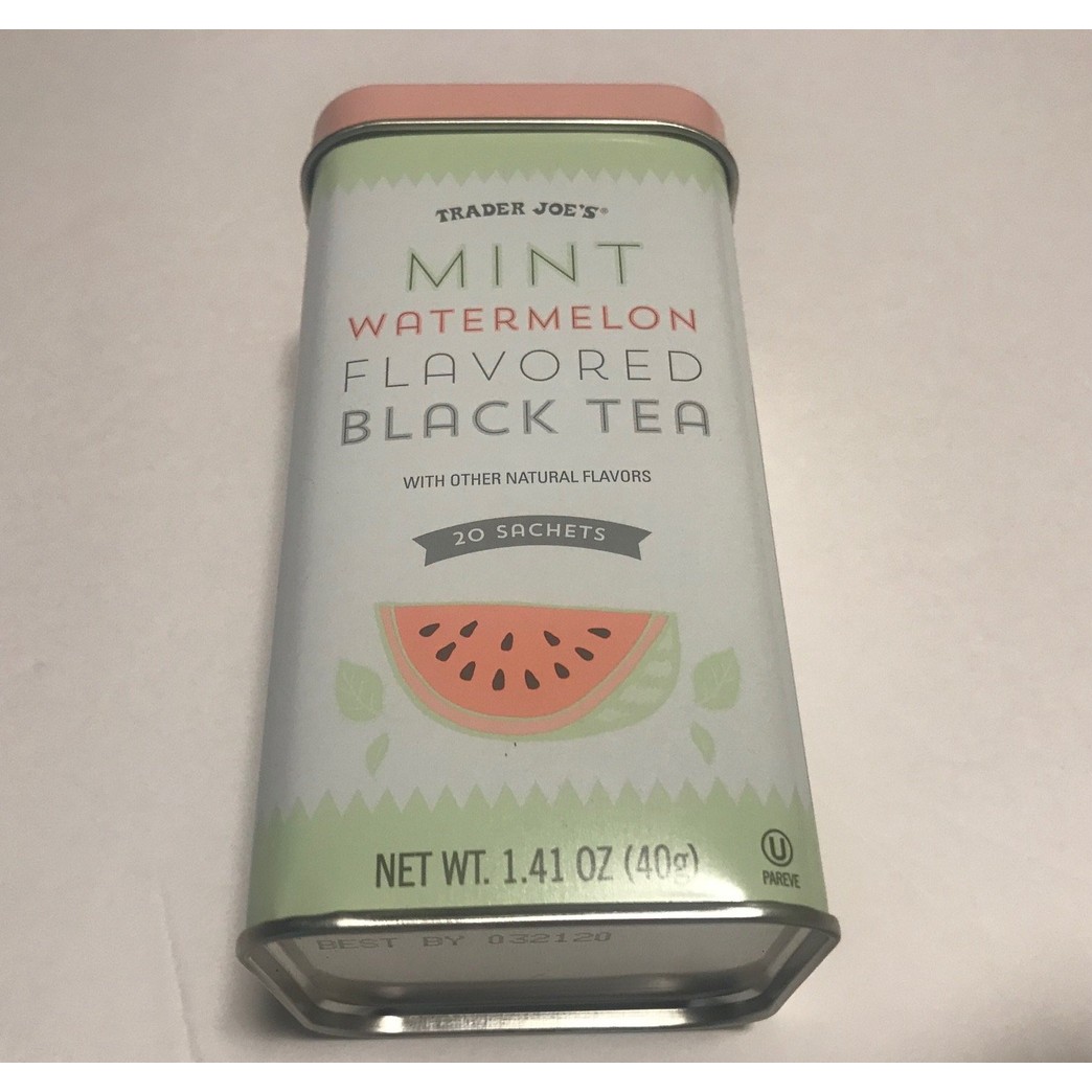 Trader Joe's New Summer Mint Watermelon Flavored Black Tea Tin 20 Sachets