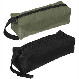 2Pcs Multipurpose Zipper Canvas Tool Bag Set for Screwdriver & Tool Storage, Ideal for Electricians, DIY Enthusiasts, Small Tool Organizer, Oxford Material, Black & Green