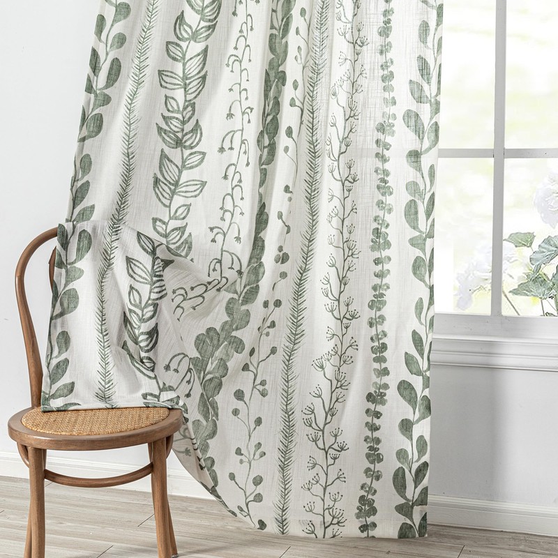MEETSKY Sage Green Curtains 72 Inches Long 2 Panels Boho