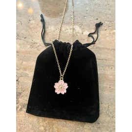 CrownOfRibbons Pink Flower Necklace, Pretty Floral Jewellery in an Organza Gift Bag