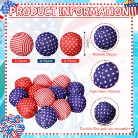 Simgoing 24 Pack Patriotic 2" Pool Water Balls 4th of July Mini Water Absorbent Ball Bulk for Girls Boys Fun Outdoor Games Pool Beach Backyard Party Favors Toys Activities