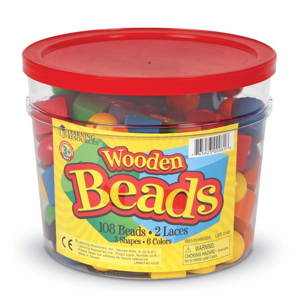 Learning Resources Beads in a Bucket, Lacing Beads, Fine Motor Skills, Set of 110, Ages 3+
