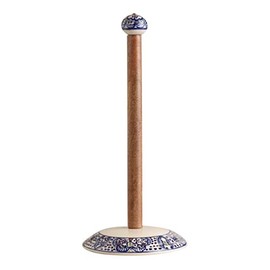 Paper Towel Holder Paper Towel Stand Paper towel Dispenser Wooden and Ceramic Blue and White HAND CRAFTED AND HAND PAINTED NORTHERN AFRICAN DESIGN.