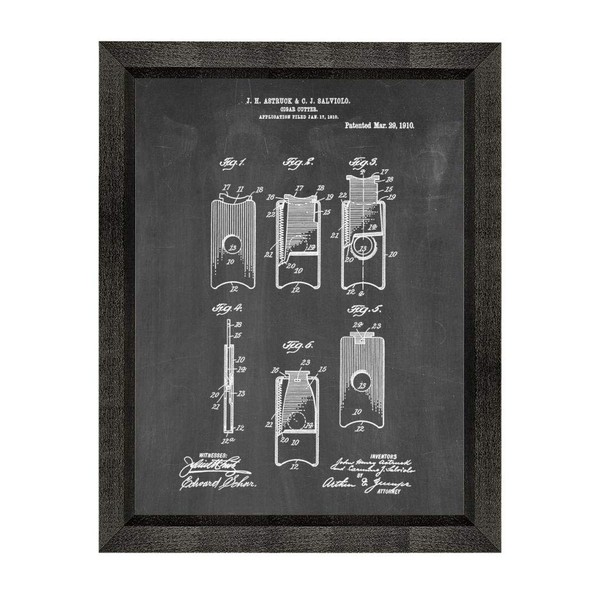 Cigar Cutter Patent Art Chalkboard Print in a Beveled Black