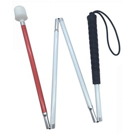 Aluminum Mobility Folding Cane For the Blind (Folds Down 4 Sections) White Cane For Children