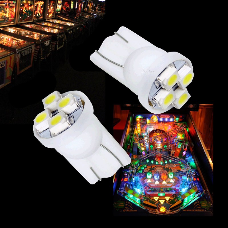 PA 10PCS #555 T10 4SMD LED Pinball Machine Light Bulb