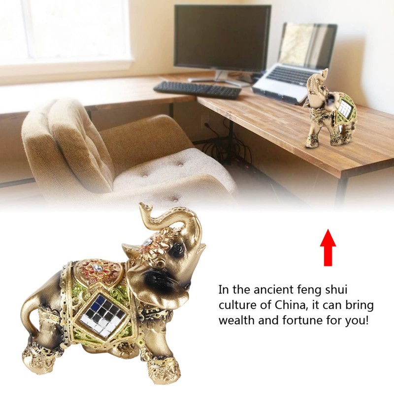 Lovely Elephant Shape Elephant Statue Vividly for Cafe Wealth Figurine(Green