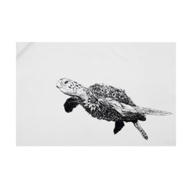 Maxwell & Williams Marini Ferlazzo Tea Towel with Green Sea Turtle Design, 100% Indian Cotton, White, 50 x 70 cm