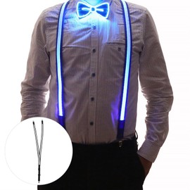 Led Clip-on Suspenders for Men and Women - Adjustable Glowing Y-Back Braces Luminous Trouser Straps for Night Events Festivals and Parties Black