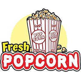 Fresh Popcorn 8" Concession Decal Sign Cart Trailer Stand Sticker Equipment