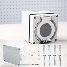 HIITIO 10-50R RV Power Outlet Box, NEMA 10-50R Power Outlet Receptacle, 50Amps 125/250Volt Receptacle, Weatherproof Outdoor Electrical Power Box for Campers/Trailers - ETL Listed.(10-50R)