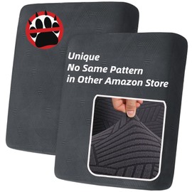 YEMYHOM Stretch Individual Cushion Covers Large Sofa Seat Cushion Slipcovers Soft Couch Cover Replacement Striped Pattern Furniture Protector with Elastic Bottom (2 Pcs XL Cushion Covers, Dark Gray)