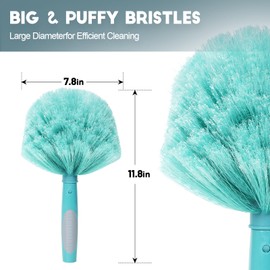 TelesPro 30 Feet High Reach Cobweb Duster with 6-24Ft Extension Pole, Webster Cobweb Duster with 5-Stage Telescopic Aluminum Pole, Spider Web Brush for Outdoor & Indoor Cleaning - Soft Bristles.