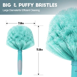 TelesPro 30 Feet High Reach Cobweb Duster with 6-24Ft Extension Pole, Webster Cobweb Duster with 5-Stage Telescopic Aluminum Pole, Spider Web Brush for Outdoor & Indoor Cleaning - Soft Bristles.
