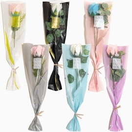 3world SW1557 Petite Gift Present Bouquet Glow in the Dark Soap Flower 1 Ring Wrapping SW1557 Mixed Color 6 Bundles