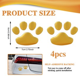 WINUERK 4 PCS 3D Dog Paw Footprint Sticker for Car, Waterproof Dog Paw Print Badge Decals, Auto Bumper Window Laptops Decor Emblem Sticker, Universal Car Exterior Accessories