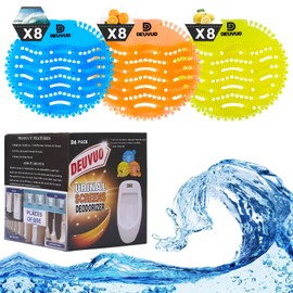 Deuvuo Urinal Screens Deodorizer 24 Pack | Urinal Cakes 3D Wave Anti-Splash Odor Protection Urinal Pads, Urinal Mats For Men bathroom, Toilets, Office, Hotels | Long-lasting fragrance