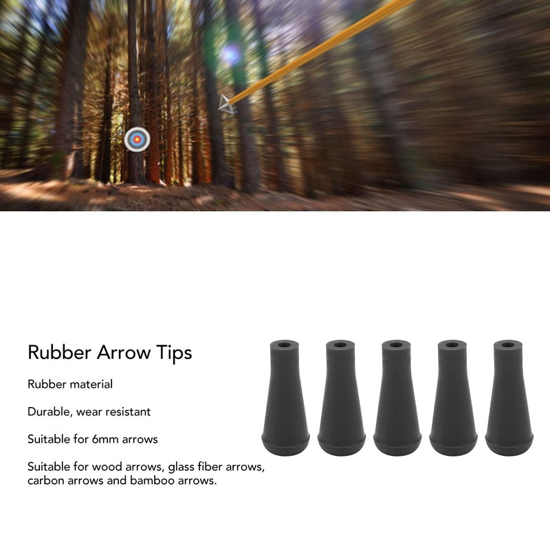 5Pcs Archery Tips, Soft Rubber Arrowheads 6mm Blunt Point Broad