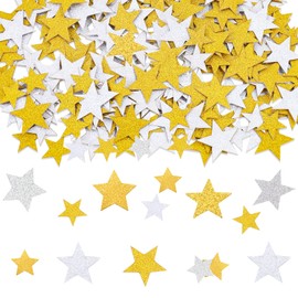 DazzJoy Glitter Stars Confetti Gold Silver Large, Pack of 200 Glitter Stars Confetti Christmas, Sequins Star Table Decoration New Year's Eve, 2 Sizes Stars Decoration, Scatter Stars Confetti Birthday