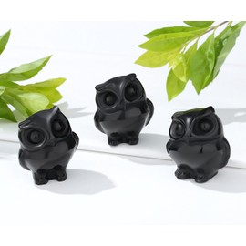 XIANNVXI Owl Figurine Ornaments,Obsidian Crystal Owl Gifts for Women Men,Cute Owl Ornaments for Living Room Decor,Good Luck Owl Statue Owl Decoration Gifts for Christmas
