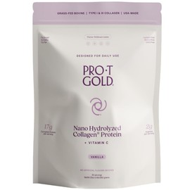 ProT Gold- Proteína de Colágeno en Polvo, 17g Proteína NanoHidrolizada Alimentada con Pasto Colágeno, Vitamina C, 2g Arginina fo                      