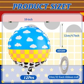 12 Pack 18 Inch Toy-Inspired Game Themed Foil Balloons-Vibrant Party Decorations Set,Reusable & Durable Mylar Balloons for Kids' Birthday Party Supplies & Themed Celebration Decor (Muticolored)