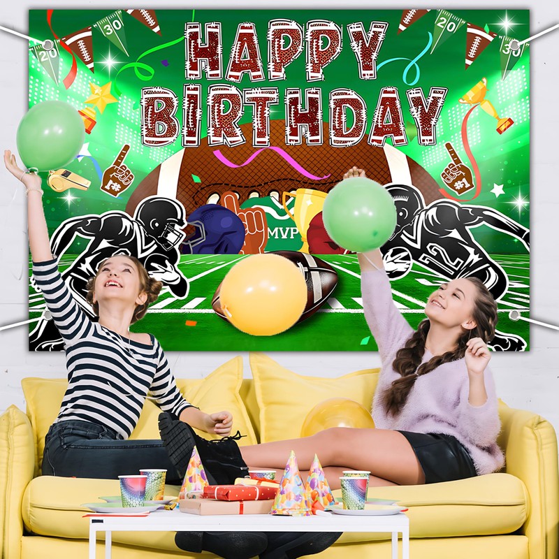 Football Happy Birthday Backdrop Banner