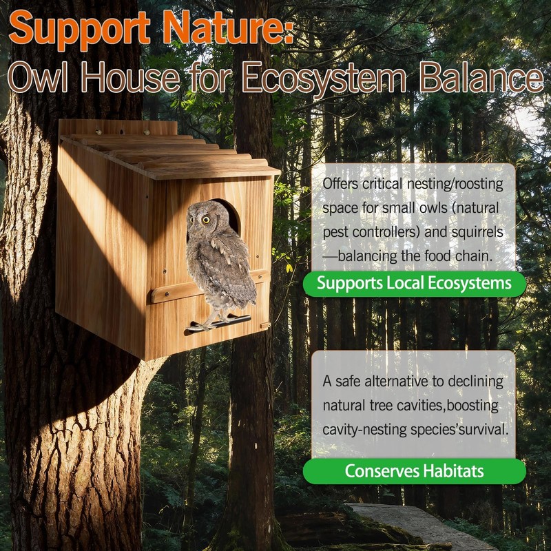 Large Owl Houses for Outdoors, 17" x 12.5" x 12.5"