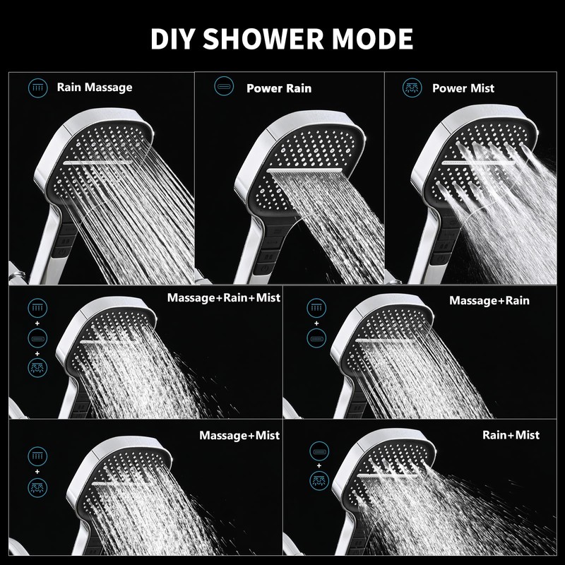 YASINU Handheld Shower Head with Extra Long Hose, 8 Setting