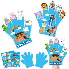 WATINC Felt Story Finger Puppets - 2Pcs DTY Storytelling Hand Puppet Felt Art Craft Education Gift, Making Storytime Glove Puppet Early Learning Role Play for Kids Toddles (Noah’s Ark)