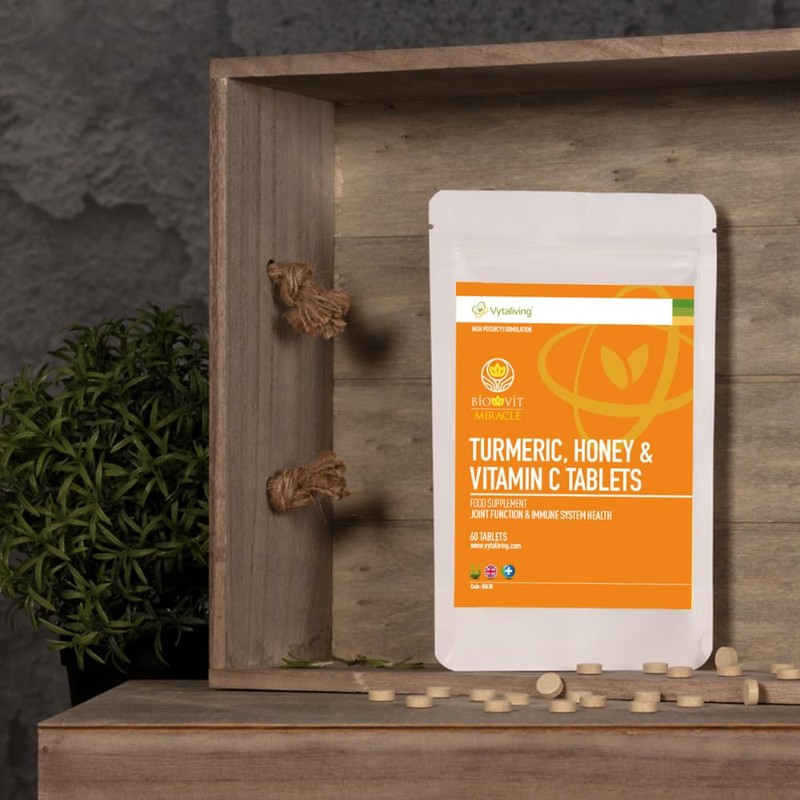 VYTALIVING 2500mg High Strength Turmeric Tablets with Honey & Vitamin
