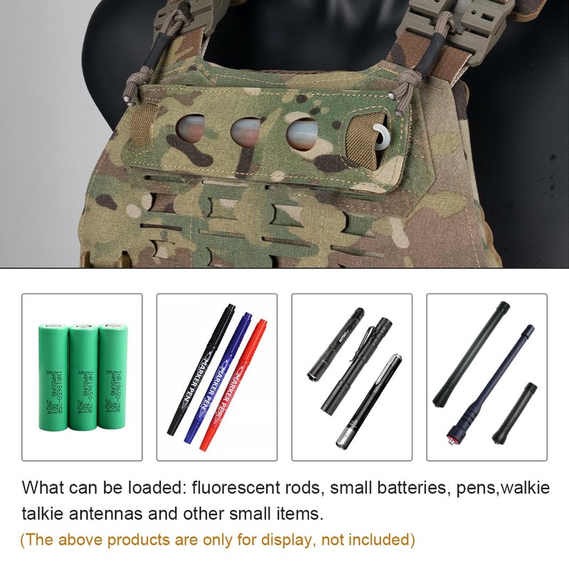 TOPTACPRO Tactical Glow Stick Pouch Chemlight Pen Holder Flashlight Battery