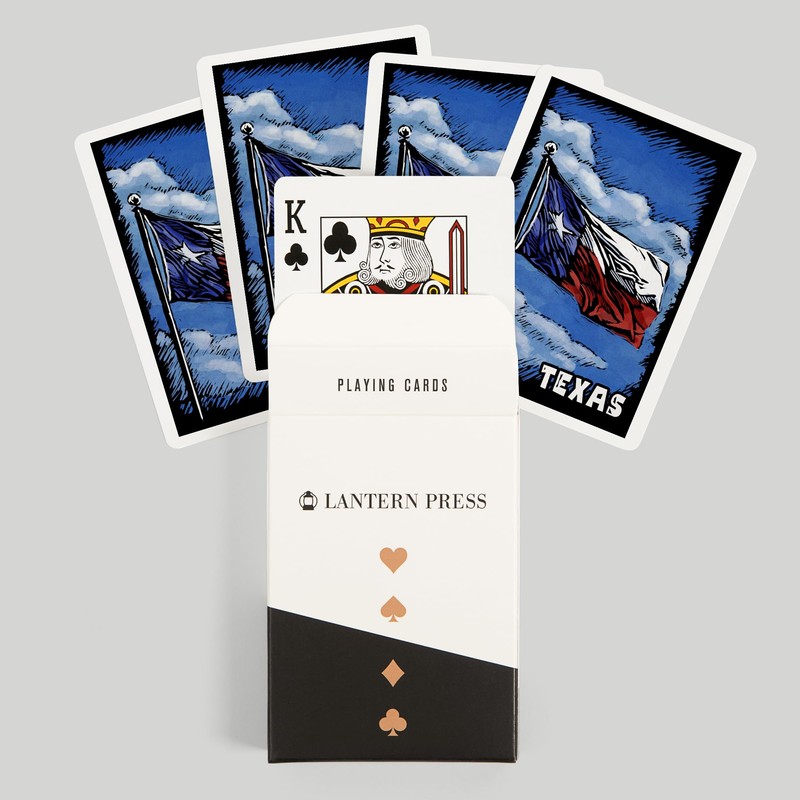 Lantern Press Texas Flag, Scratchboard (52 Playing Cards, Poker Size