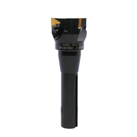 Accusize Industrial Tools 2'' Carbide Indexable End Mill, R8 Shank, with 3 Pc Tpg 322 Inserts, 0046-0916