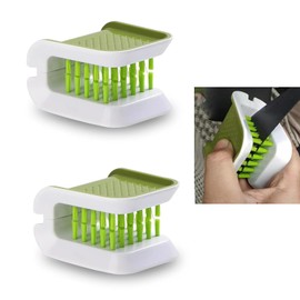 Nomocale 2 PCS Car 2.95" x 2.55" x 1.96" Easy-to-Grip Cleaning Seat Belt Cleaning Brush, U-Shaped Double-Sided Closeable Multi-Functional Tableware Knife Fork Brush, Universal for Cars (Green)